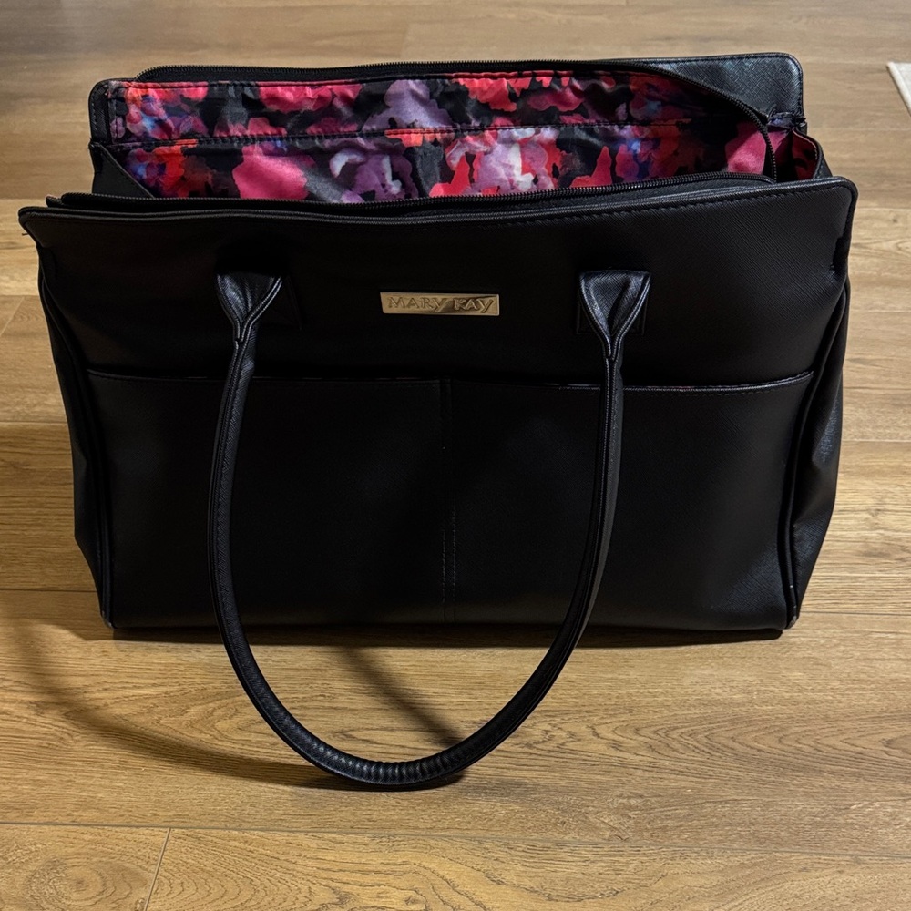 Mary Kay Elegant Black Tote with Floral Interior
